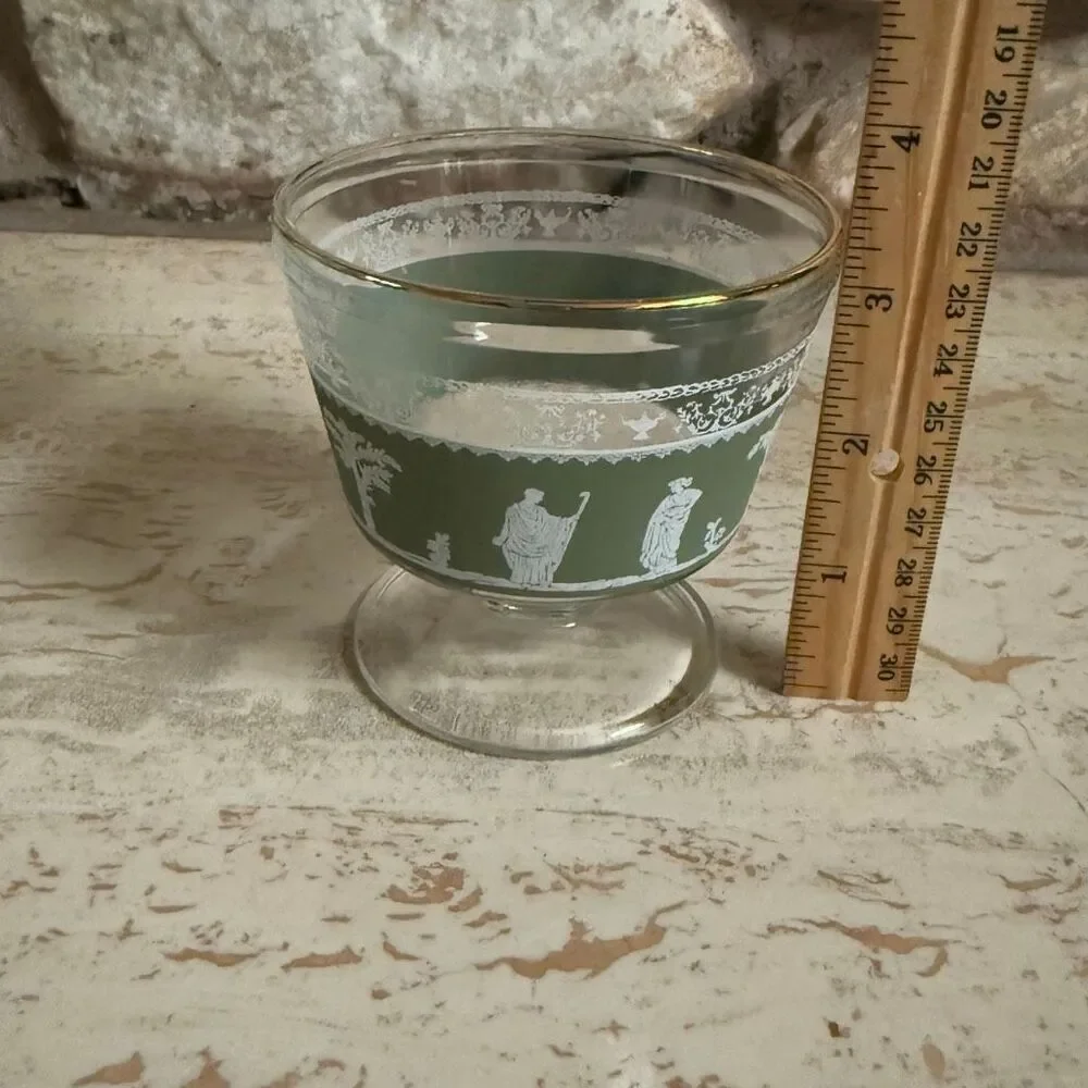Set of Jeanette glass hellenic Wedgwood shot glasses + sorbet cup green
